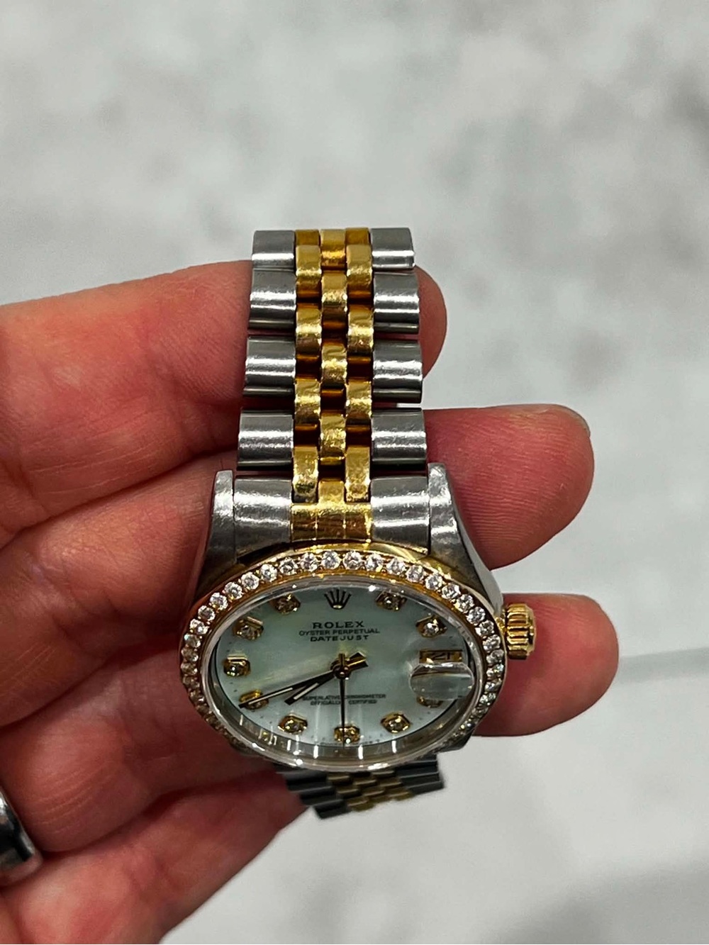Rolex Datejust Women’s Two-Tone Diamond Mother-of-Pearl Watch - Gold & Silver - Picture 2 of 7